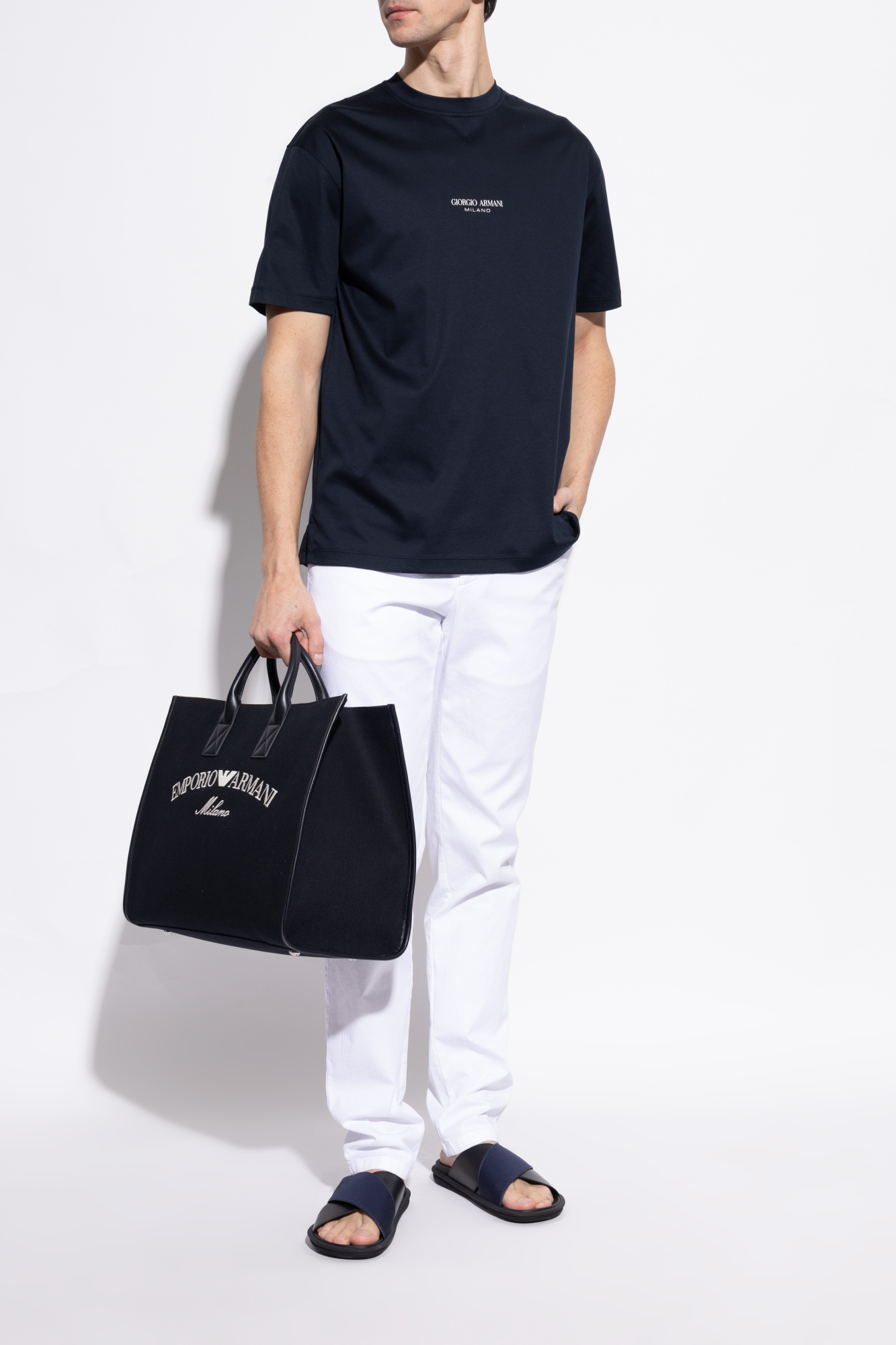 Navy blue Slides with logo Giorgio Armani - Vitkac Canada